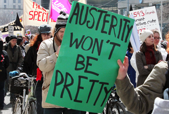protest sign austerity won't be pretty