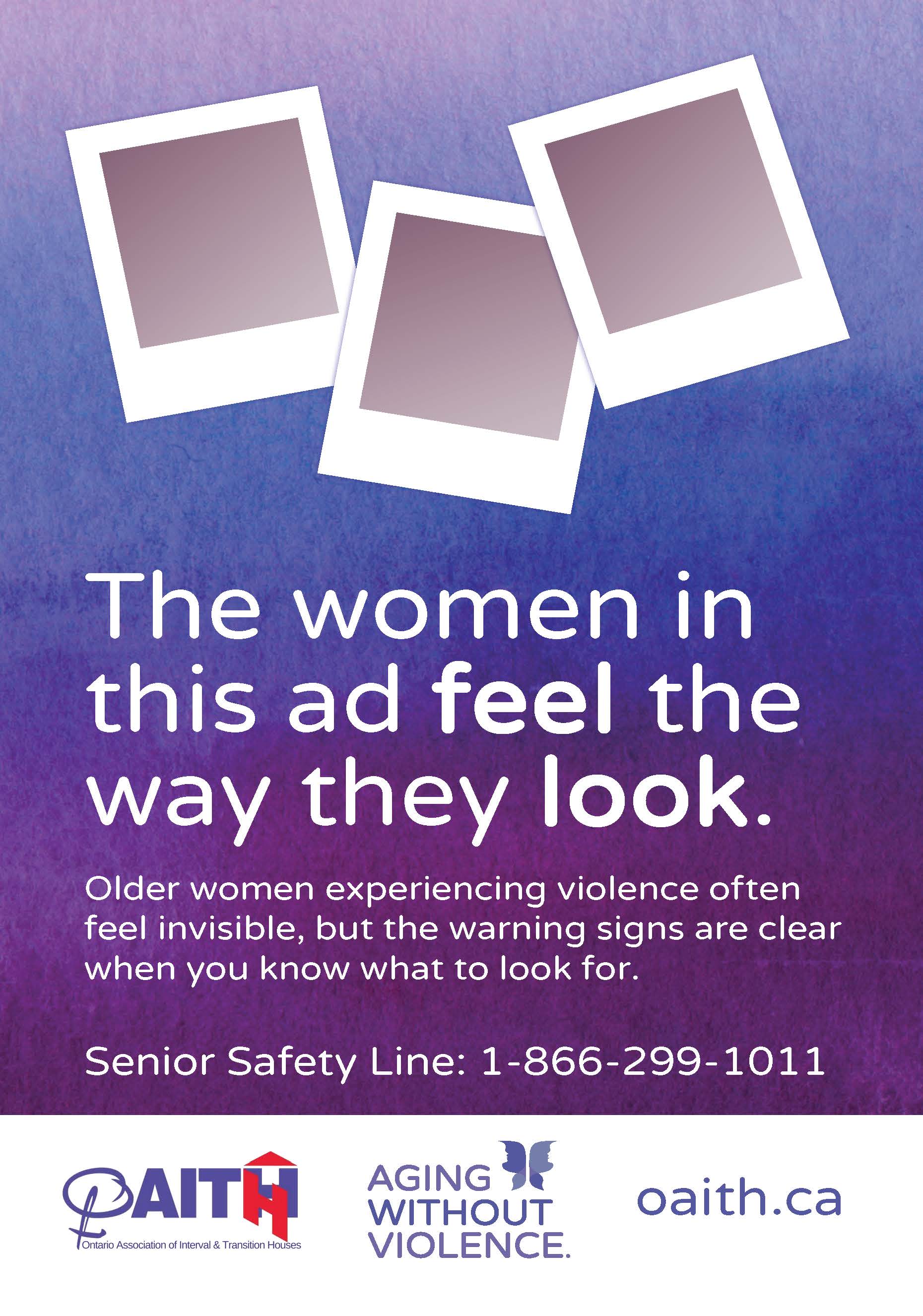 Poster with empty Polaroid photographs at the top and the caption "The women in this ad feel the way they look."