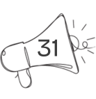 Graphic image of a megaphone with the number 31 superimposed over it